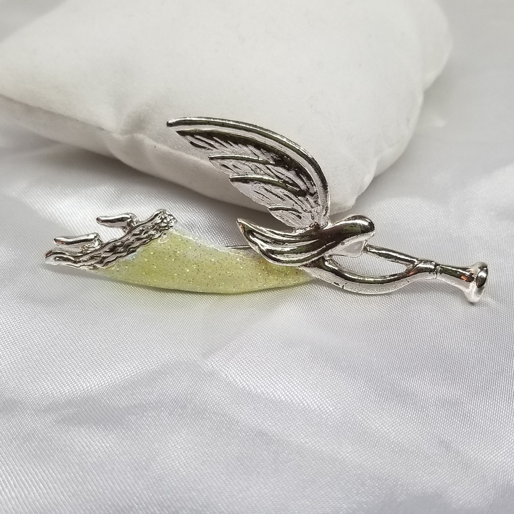 Vintage AAi Silver tone Angel with Horn Brooch